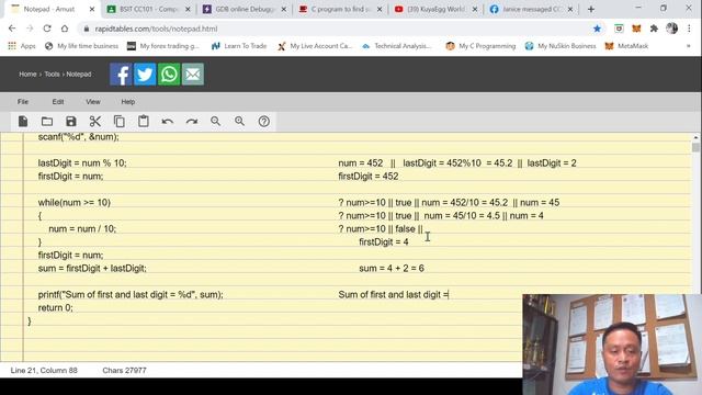 C Programming - sum of first & last DIGIT