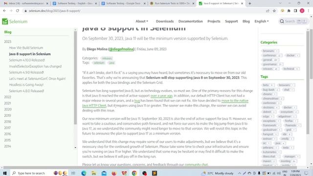 Selenium stop supporting java 8 | Selenium update | #selenium #seleniumwebdriver #newupdate
