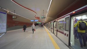 Bulgaria, Sofia, metro ride from Европейски съюз to Национален дворец на културата