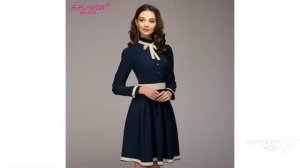 Одежда женская с Aliexpress  - симпатичное платье  с отделкой.