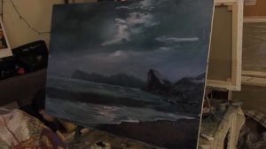 Морской ночной пейзаж маслом, научиться писать море, Сахаров, уроки в Москве и Питере