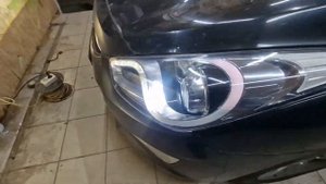 Hyundai I40. Восстановление фар: новый лак, замена линз на бидиодные Aozoom A4+ BI-LED, ремонт ДХО