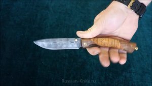 Нож складной Попутчик, береста (дамасская сталь)