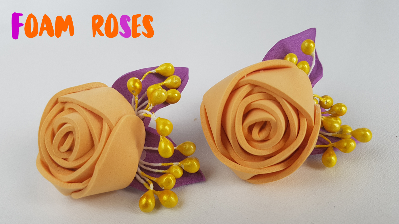 Красивые и простые розы из фоамирана из 2 полос || Аксессуары для волос || Резинки для волос