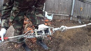 Корчевание пня с помощью лебедки