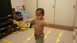 Little Kid Does Nunchuck Routine