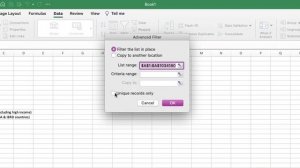 Filter for Unique Values in Excel Mac