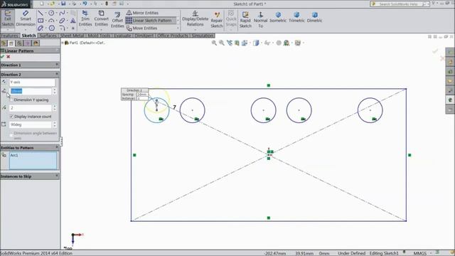 SolidWorks Tutorial  2D Sketch Linear Sketch Pattern | SolidWorks Tips And Trick