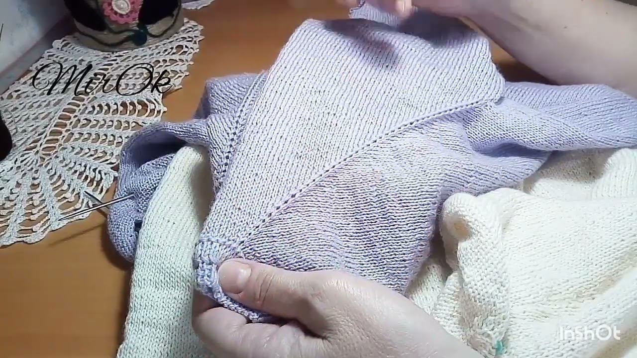 Платье из шелка и мериноса,вязаное спицами///РАСХЛАМЛЕНИЕ