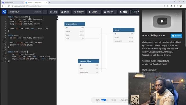 3/ Database design dbdiagram.io: Build a complete user feedback SAAS (As a software engineer)
