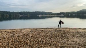 Спортивный Метис Прима - фризби на рассвете, на воде