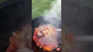 Чахохбили по Армянски на казане. Блюдо на огне