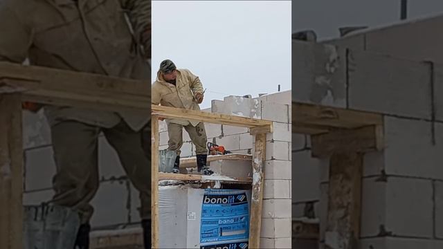 Монтаж перемычек из U-блоков