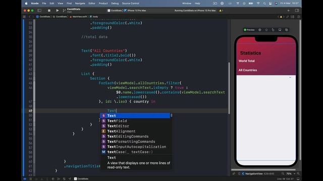 SwiftUI Corona Virus Statistics Application, MVVM, RestAPI смотреть онлайн