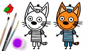 Как нарисовать Коржика из Три кота для детей / Мультик раскраски малышам - Рисунок Коржик