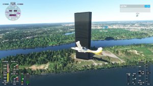 Microsoft Flight Simulator - небоскреб на острове
