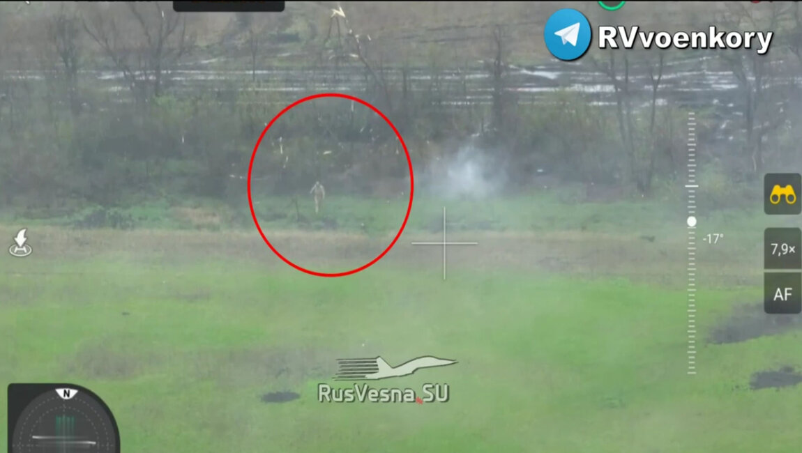 Уничтожение блиндажа ВСУ и контуженный боец/Destruction Of The Ukrainian Position And Contused Sold.