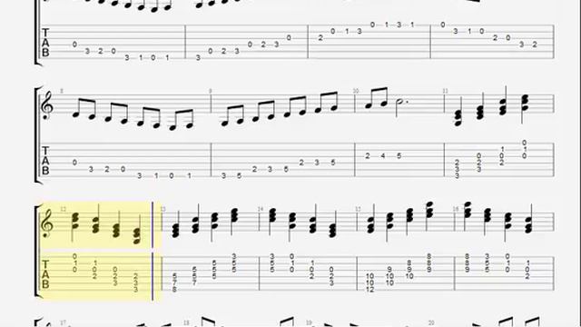Guitar Exercise - Natural Scale with Tablature - C major