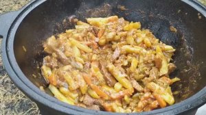 АЗУ ПО - ТАТАРСКИ В КАЗАНЕ НА КОСТРЕ _ ОЧЕНЬ ВКУСНОЕ БЛЮДО