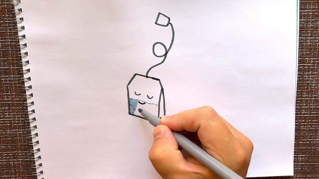 Нарисовать Чайный Пакетик Кавай | Рисунки для срисовки