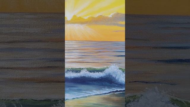 Картина – Лучезарный закат над морем. Пейзаж в стиле реализм