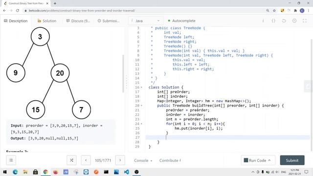 [Java] Leetcode 105. Construct Binary Tree from Preorder and Inorder Traversal [Binary Tree #5] смотреть онлайн