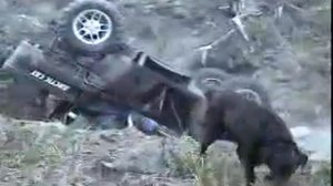 Arctic Cat 650 in funny backward flipover accident