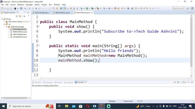 Why main method is static in java | Java interview question | Placement java course