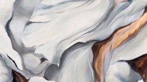 Картина цветы маслом с золотой поталью "Цветы внутри себя" 90х70 см