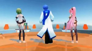 Kaito, Luka, and Gumi in MMD Happy synthensizer.