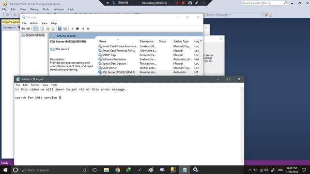 SQL Server Managemnet Studio | Error Fix | Cannot Connect to Server, Server was not found accessibl