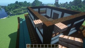 Большой японский дом в майнкрафте с огородом