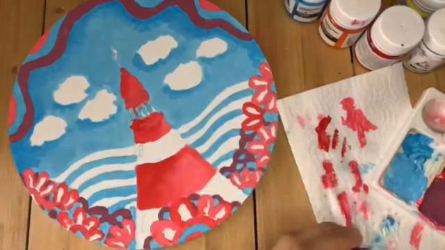 Рисуем маяк акрилом и акриловыми маркерами смотреть онлайн