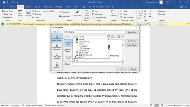 How to create hyperlink in word document (Linking to a folder) смотреть онлайн