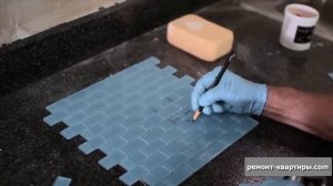 Укладка мозайки на фартук кухни  Ремонт квартиры в Минске