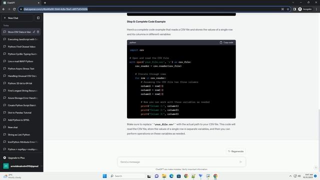 store the values of a single row and its columns into different variables in python смотреть онлайн