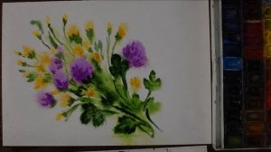 Акварель по сырому.Полевые цветы