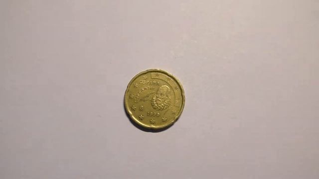 Монета 20 Евроцентов 1999 года выпуска. Испания. смотреть онлайн