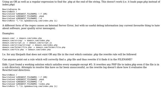 DevOps & SysAdmins: Mod_rewrite excluding files/directories but including .php files смотреть онлайн