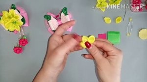 Бантики из репсовых лент "Ягода-Малина"/Малина из лент/МК канзаши/DIY/ rep ribbon bows/raspberry