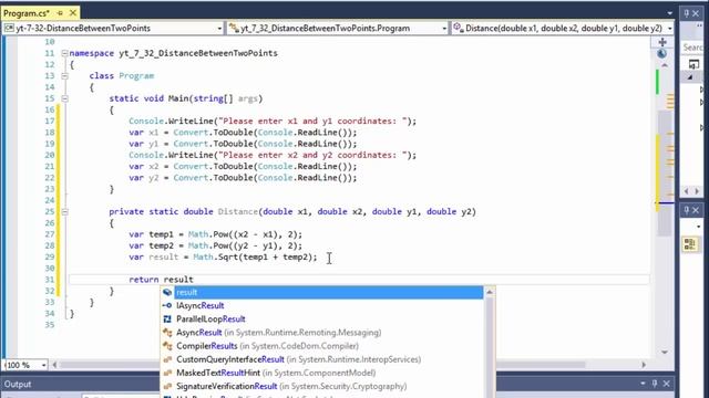 C# Programming Challenge 7.32: Distance Between Two Points (Methods, C# Math Class) C# FOR BEGINNER смотреть онлайн