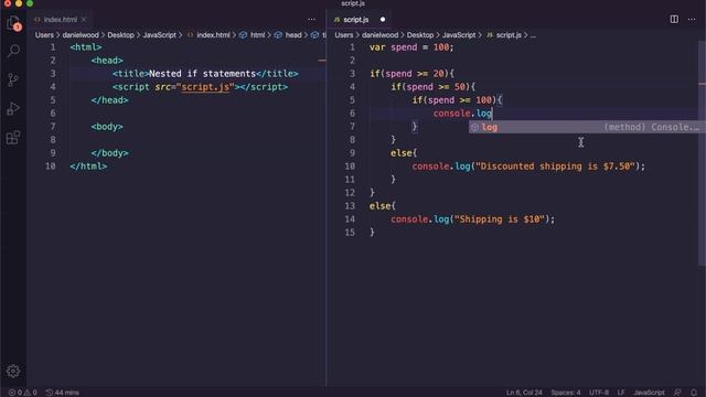 JavaScript 2021 Tutorial 16 - Nested if statements
