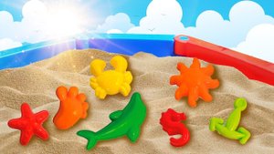 Игры МОЯ ПЕСОЧНИЦА для самых маленьких — Развивающее видео: лепим куличики и играем в машинки