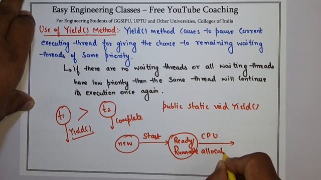 L73: Yield() Method in Java Multithreading | Java Tutorial | Java Programming Lectures in Hindi