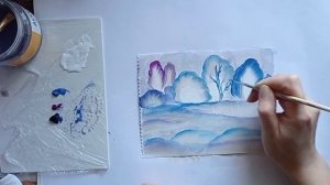 Как нарисовать зимний пейзаж гуашью