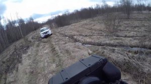 Nissan Terrano 2016 и квадрик Cfmoto X6 на бездорожье, всё таки засадили