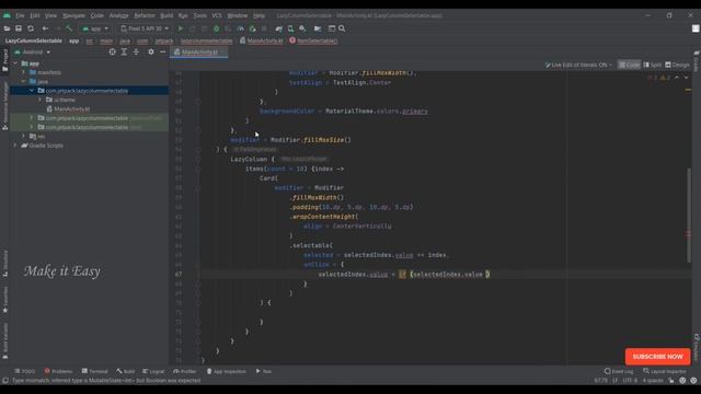 LazyColumn Item Selectable in Jetpack Compose | Kotlin |  Android | Make it Easy