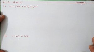 Q.5 (a,b,c,d) Ex.1.3 Chapter:1 Integers | Ncert Maths Class 7 | Cbse