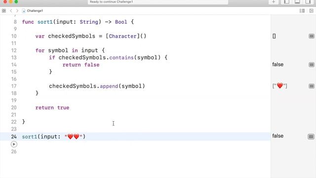 Swift 5.3 / Задача № 1 / Проверка символов в строке на уникальность
