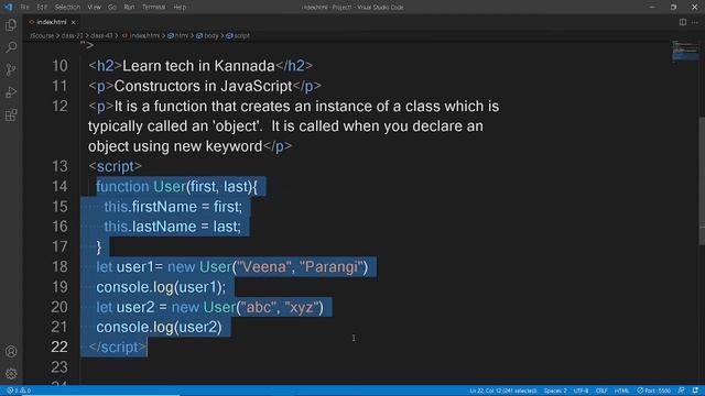 Constructor in JavaScript || JavaScript tutorial in Kannada || JavaScript tutorial for beginners